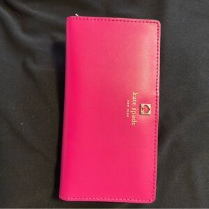 Kate Spade Pink Leather Wallet with Gold Emblem